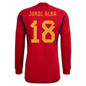 Prima Maglia Spagna Mondiali 2022 Jordi Alba 18 Manica Lunga